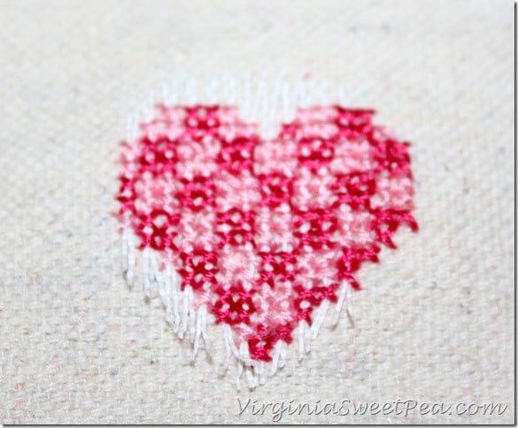 Cross Stitched Valentine's Day Tea Towel - Sweet Pea